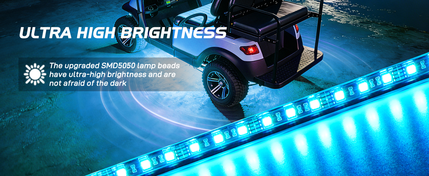 2PCS Golf Cart Underbody Light Kit RGB Multi-Mode LED Neon Accent Lighting Lamp