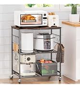 Abiglifty 3-Tier Rolling Kitchen Cart, Microwave Cart with Lockable Wheels, Kitchen Utility Cart,...