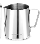Apexstone 12 oz Espresso Steaming Pitcher Silver, Coffee Milk Frothing Cup Silver, Coffee Steamin...
