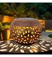 Solar Table Lanterns Outdoor Waterproof - 1 Pack LED Lamp Copper Metal Tabletop Light Solar Power...