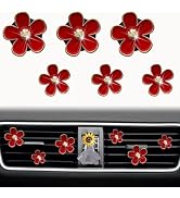 6 Pcs Red Cute Daisy Air Vent Clips, Flower Outlet Clip Car Air Fresheners with Mask Hook, for Ca...