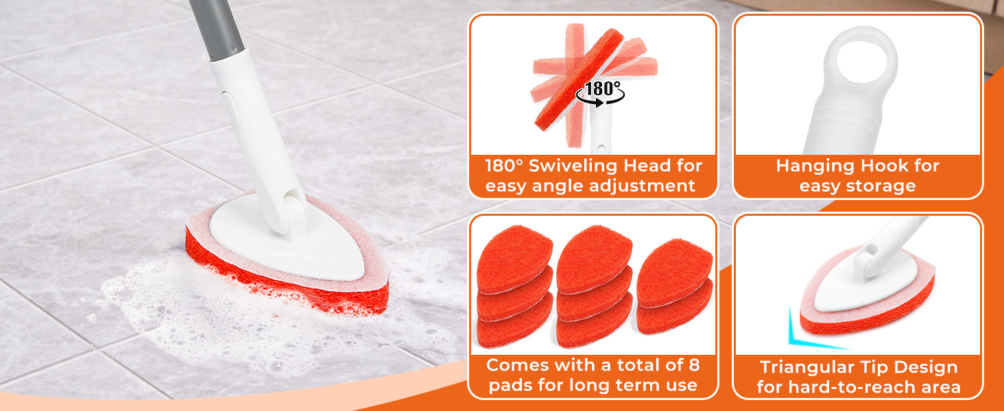 tub scrubber with long handle shower cleaner brush