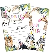 Calling All Party Animals Safari Style Fill-In Birthday Invites(4"x6"), Jungle Animals Birthday I...