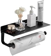 Danpoo Wall Mount Paper Towel Holder with Shelf for Bathroom/Kitchen, Adhesive Hand Towel Holder,...