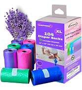 Baby Diaper Bag Disposable Lavender Scented Refill 8 Rolls (104 Diaper Sacks) Dog Poop Waste Bags...