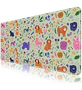 DINKY Leather Desk Pad Protector Mouse Pad, Green Non-Slip Computer Mat for Desk, Cute Dog PU Lea...