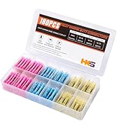 HKS 180 PCS Heat Shrink Butt Connector - Electrical Wire Connectors 22-10 AWG Kit - Tinned Red Co...