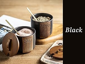 salt cellar with lid and spoon