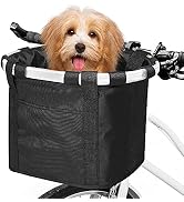 ANZOME Bike Basket, Folding Small Pet Cat Dog Carrier Front Removable Bicycle Handlebar Basket Qu...