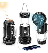 Upgrade Portable Lantern Rechargeable Fan - Collapsible Lightweight LED Camping Lantern for Power...