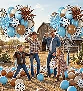 Biapian Cow Print Balloons, 12 Inch Light Blue Brown Cow Balloons Sand White with Star Foil Ballo...