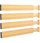 BAMEOS Drawer Dividers Bamboo Separators Organization Expandable Organizers for Kitchen Bedroom B...