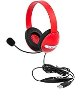 Egghead EGG-IAG-1006-RD-SO-10 USB Kids Headphones with Boom Microphone, Red (Pack of 10)