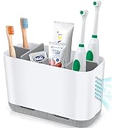 Boperzi Toothbrush and Toothpaste Holder Drainage for Bathroom Countertop with Adjustable Divider...