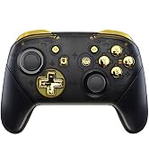 eXtremeRate Chrome Gold Repair ABXY D-pad ZR ZL L R Keys for Nintendo Switch Pro Controller, Glos...