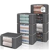 Fixwal 8 Pack Large Clothes Blankets Storage Bags Foldable Organizer Storage Containers for Comfo...