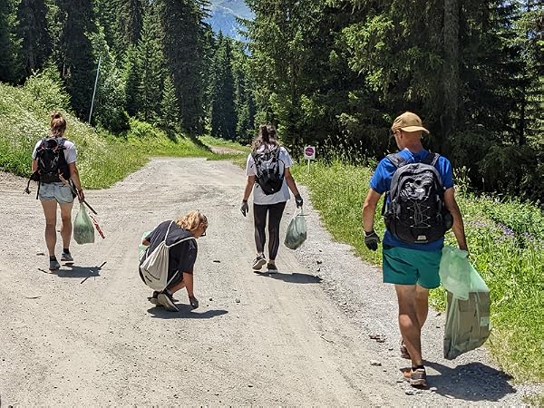 Mountain Clean up with bioMat Waste Bags in French Mountains