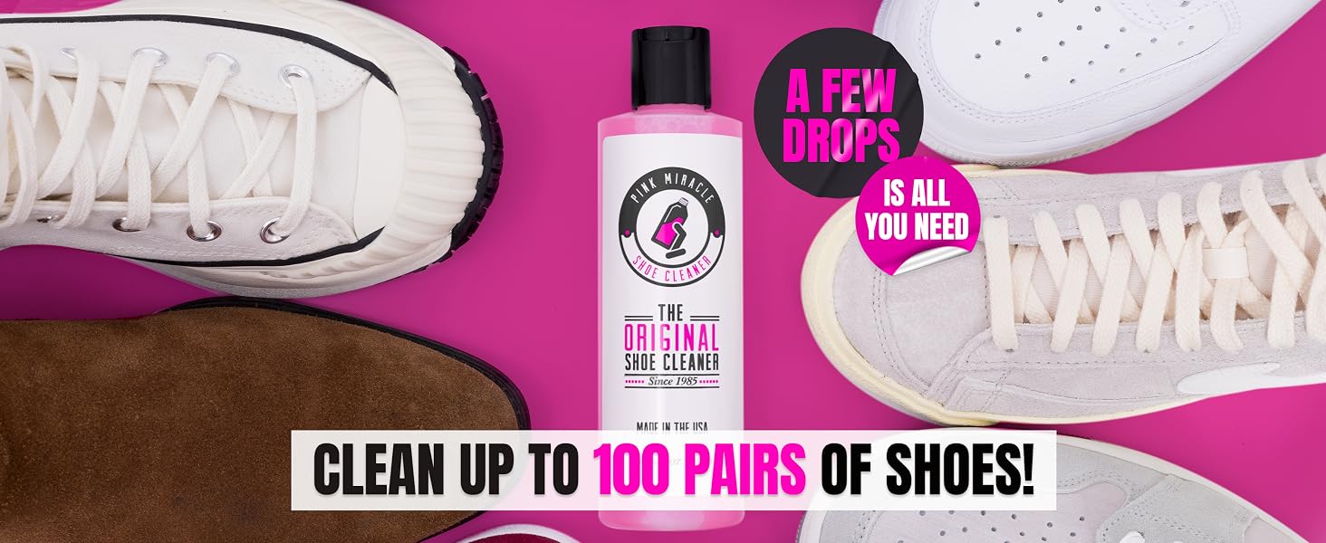 Pink Miracle Shoe Cleaner Kit with Converse Suede Nike Jordan Adidas