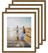 THKRLOF 20x24 Picture Frame Set of 4, Wooden Poster Frames with 16x20 Mat for Wall Display,Brown