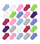 SPTRAMLE 25 Pairs Toddler Girls Ankle Socks - Soft Low Cut for Kids Aged 1-14