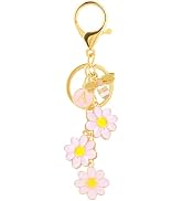 ANHBKAR Letter Keychain with Flower & Bee for Women, Girls - Initial Bag Charm for Backpack, Purs...