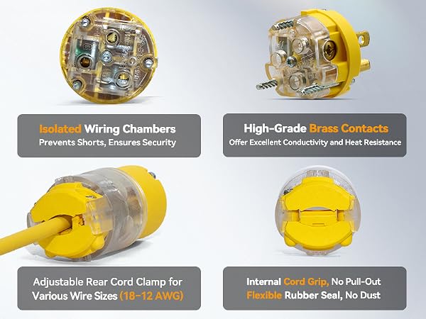 plug and connector 15amp 2pole wire grounding