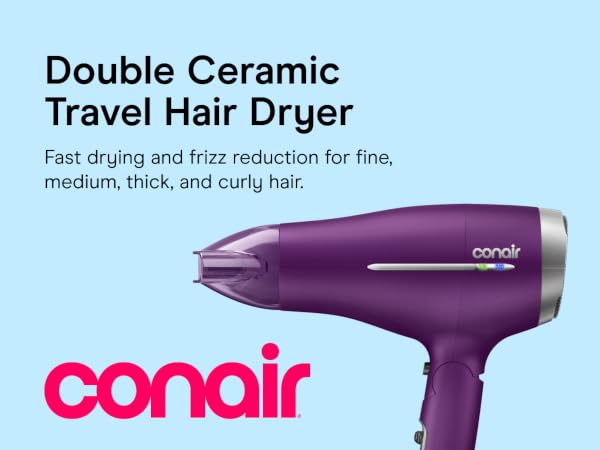 Double Ceramic Travel Hair Dryer
