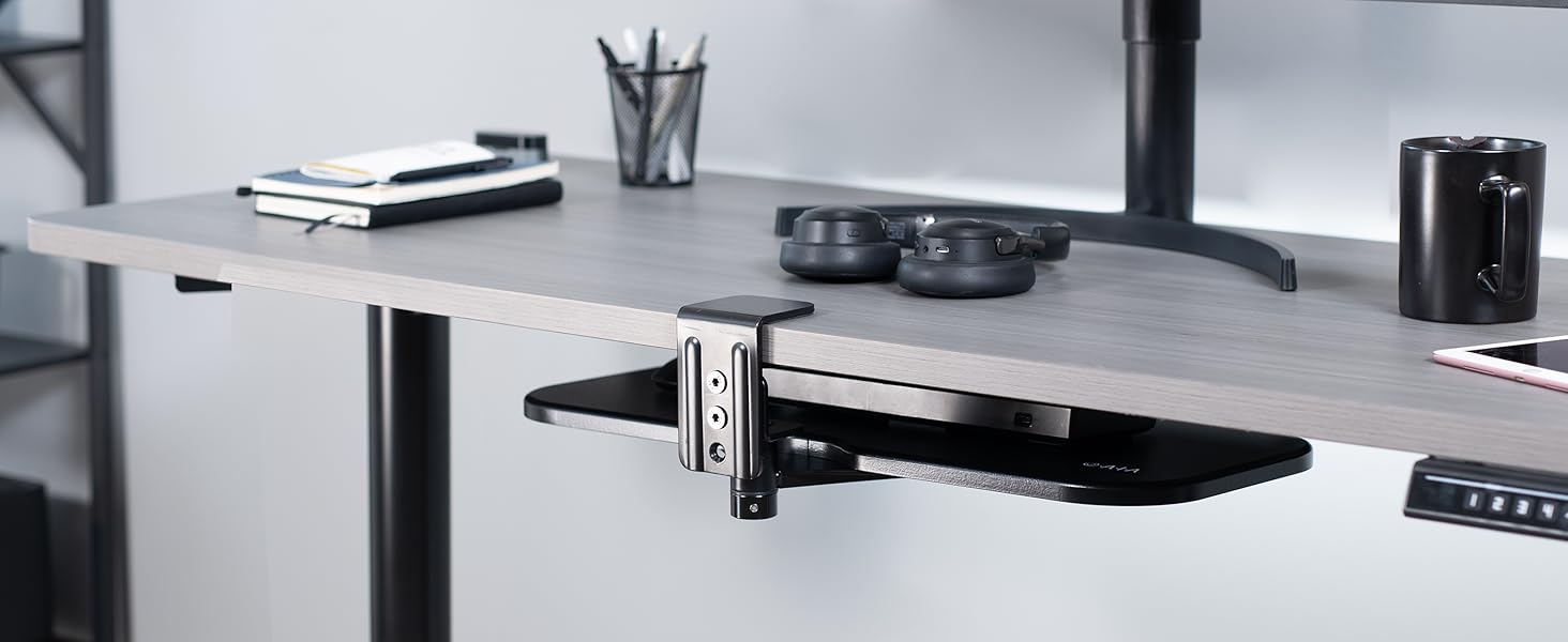 Single Clamp Rotating Keyboard Tray