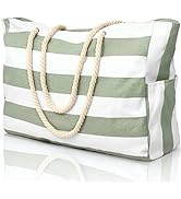 Beach Bags for Women, Large Waterproof Beach Tote Bag with Zipper Beach Bags Waterproof Sandproof...