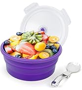 Lunbengo 1200ml Large Camping Bowl with Foldable Spoon, Collapsible Bowl With Lid, Silicone Bento...