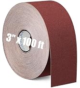120 Grit Sandpaper Roll 3'' x 100 ft Emery Cloth, Aluminum Oxide Sanding Paper for Drum Sander, W...