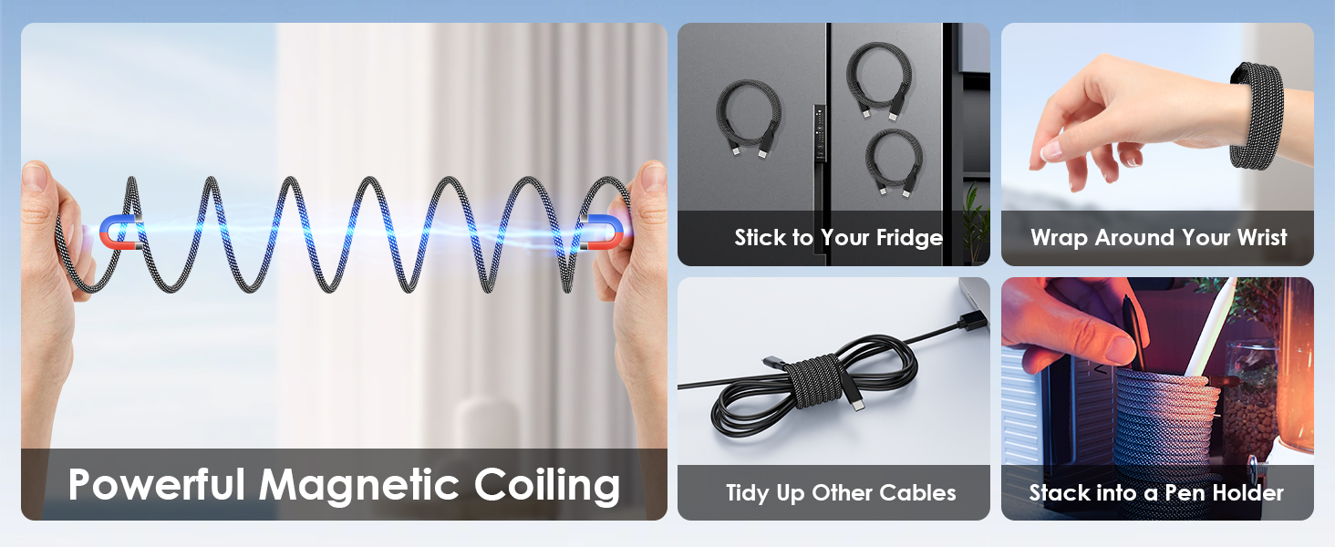usb c cable fast charging coiled organized