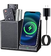 KINGFOM PU Leather Desk Organizer with Wireless Charging Station for iPhone, 10W Wireless Charger...