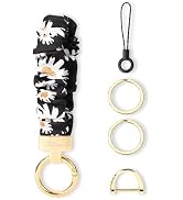 WEESMILE Keychain Wristlet, Stretchy Key Chain for Car Keys with D ring, Cute Scrunchie Wrist Bra...