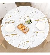 Smiry Round Picnic Tablecloth, Waterproof Elastic Fitted Table Covers for 45" - 56" Tables, Wipea...