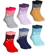 Children's Winter Warm Wool Solid Color Socks Kids Boy Girls Hiking Thermal Boot Crew Socks 6 Pairs
