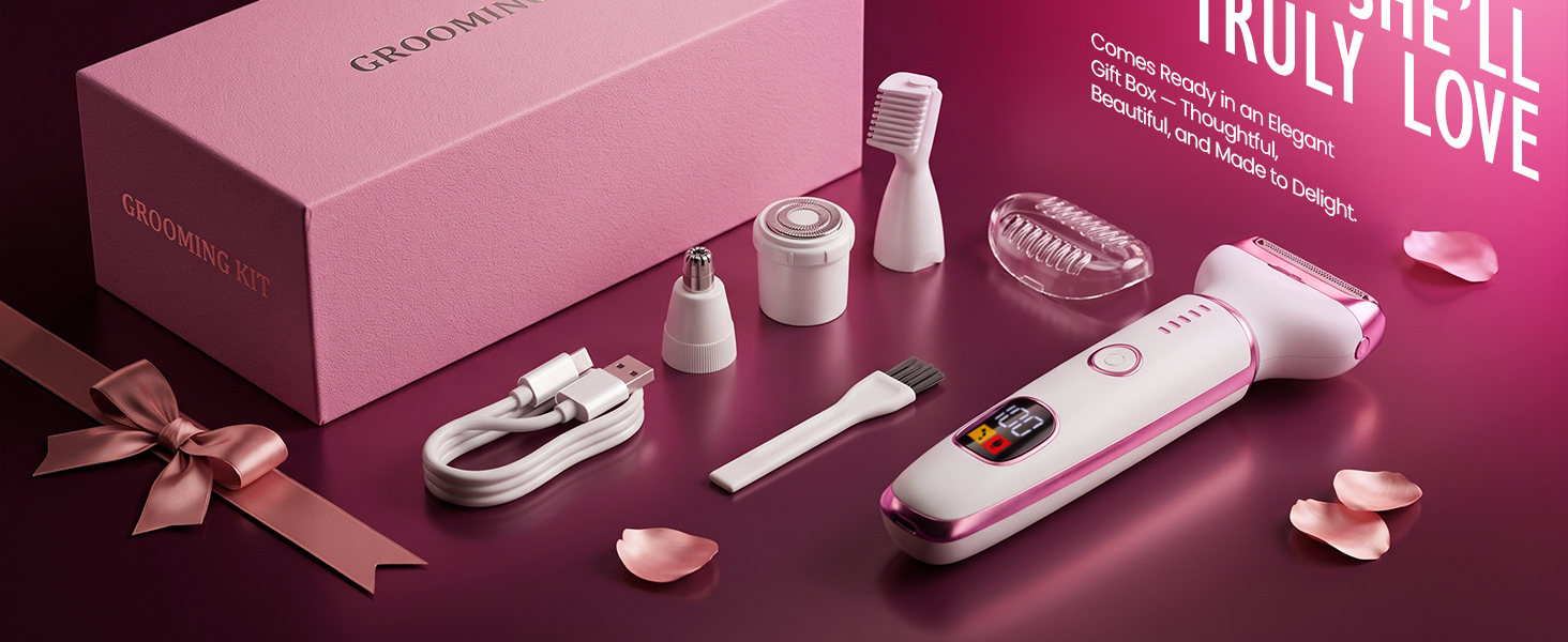Electric Razor for Women Men Facial Hair Remover, Rechargeable Led Display Hair Removal Kit