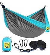 SZHLUX Camping Hammock Double & Single Portable Hammocks with 2 Tree Straps and Attached Carry Ba...