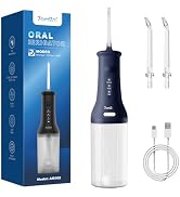 7AM2M Water Dental Flosser Cordless for Teeth with 2 Jet Tips and 3 Modes (Navy Blue)