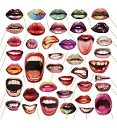 40Pcs Funny Lips Mouth Photo Booth Props with Sticks - Valentine's Day Party Selfie Accessories f...