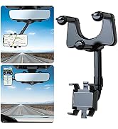 VAGURFO Rear View Mirror Phone Holder Mount,Multifunctional 360° Rear View Mirror Phone Holder wi...
