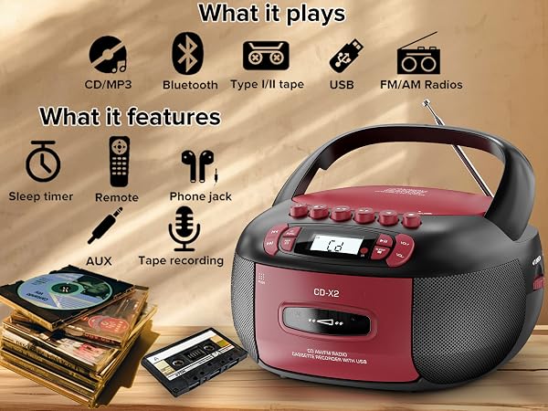 kuephom cd cassette boombox