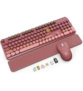 Wireless Keyboard and Mouse Combo, Magnetic Soft-Touch Wrist Rest, Round Keycaps, Full-Size Retro...