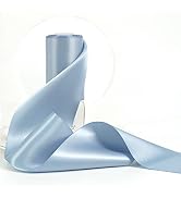 HUIHUANG Satin Ribbon 4 inch Wide Dusty Blue Ribbon Solid Color Double-Faced Satin Ribbon Thick F...