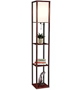 Brightech Maxwell - Modern Shelf Floor Lamp with Lamp Shade and LED Bulb - Corner Display Floor L...