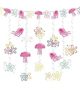 Yellow Cartoon Party Decorations Jellyfish Flowers Hanging Swirls Cartoon Ocean Theme Hanging Dec...