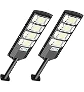 Ehowdin 2Pack Solar Street Light 432LEDs Outdoor IP67Waterfroof, 6500K Solar Flood Lights Outdoor...