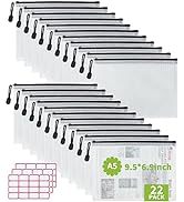 Vuzvuv A5-22 PCS 9.49"x 7.09"Mesh Zipper Pouch Set,Resistant Document File Folders Plastic Mesh B...
