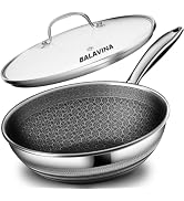Wok Pan - 304 Stainless Steel Woks & Stir-fry Pans Nonstick - Hybrid 10.8 inch Nonstick Wok with ...