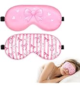 OlyPegic 2 Pcs Girls Sleep Masks for Women Girls Silk Eye Mask Sleeping Eye Masks Women with Adju...